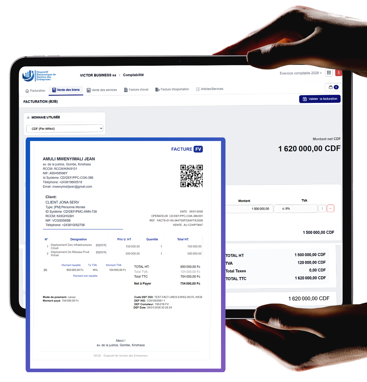 Interface DEGE - Système de Facturation